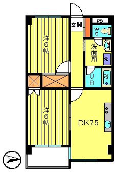 クレセントハイツ(2DK/10階)の間取り写真