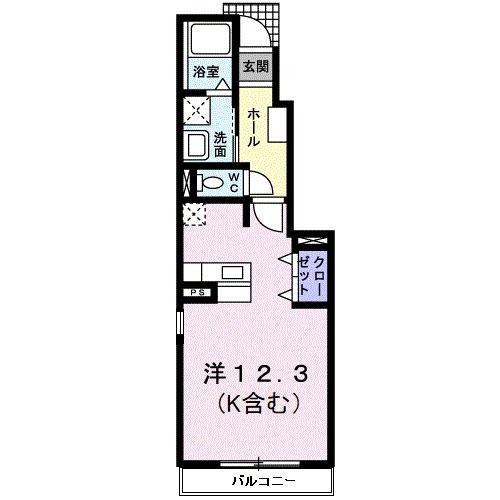 レフィナード フロール エフ(ワンルーム/1階)の間取り写真