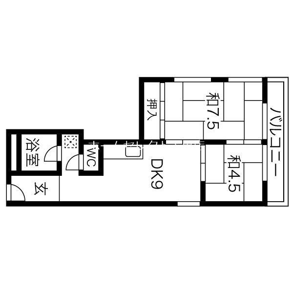 住吉団地10号棟(2LDK/11階)の間取り写真