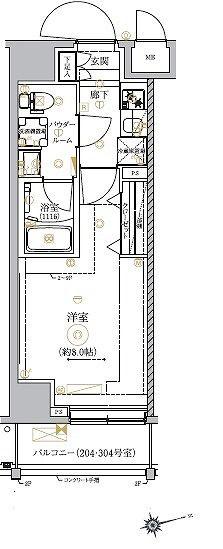 RELUXIA墨田八広(1K/4階)の間取り写真
