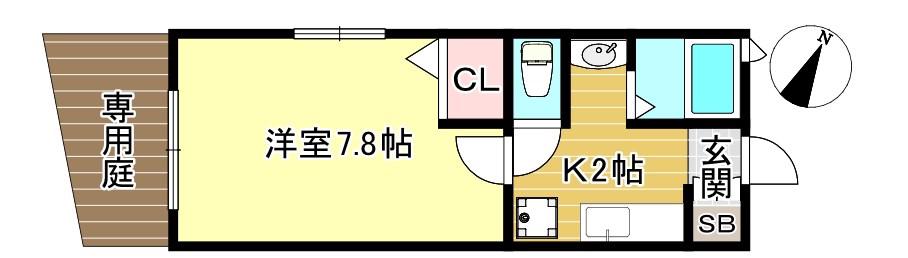 ヴィオレッタ(1K/1階)の間取り写真