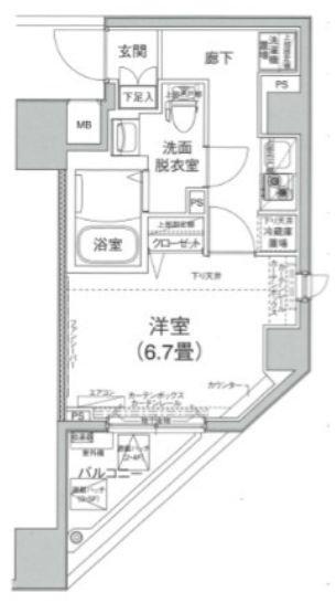アイル カナーレ菊川(1K/3階)の間取り写真