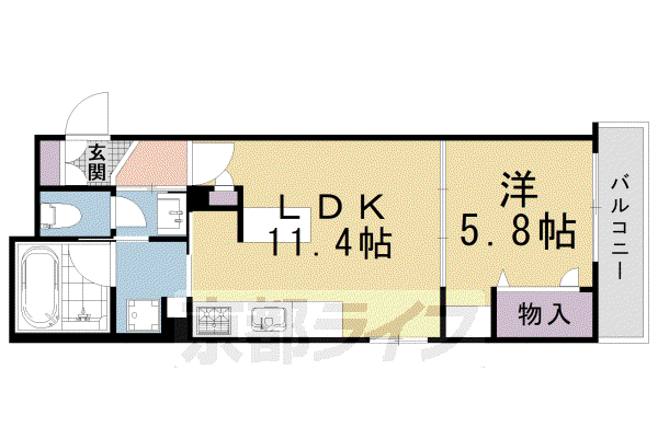 シャーメゾン高徳寺I(1LDK/2階)の間取り写真