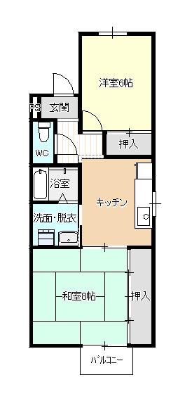 ハピネスII(2DK/2階)の間取り写真