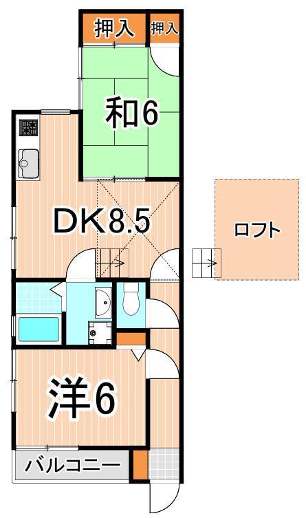 ガーデンハウス松本(2DK/2階)の間取り写真