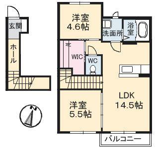 シャーメゾンフォルテ(2LDK/2階)の間取り写真