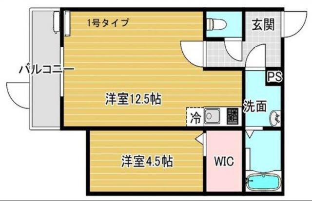 ジーメゾン明石魚住ケルズ(1LDK/2階)の間取り写真