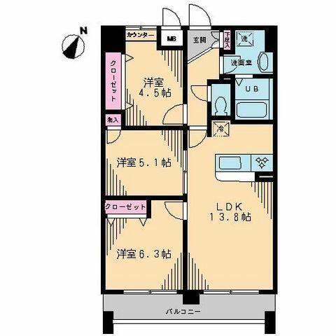 ヴェルジェ宮崎台(3LDK/2階)の間取り写真