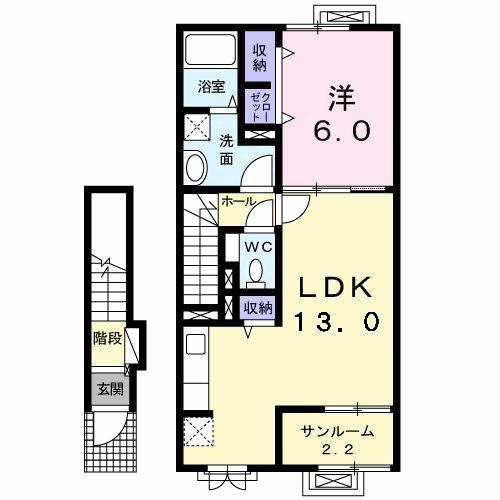 JR山陰本線 鳥取駅 バス乗車時間:15分 最寄りバス停で下車 徒歩1分 2階建 築12年(1LDK/2階)の間取り写真