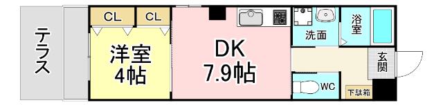 CIEL・BLUE-B(1DK/1階)の間取り写真