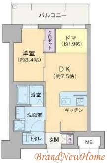 サザンクレスト七道シエル(1DK/3階)の間取り写真