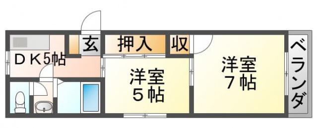 メゾン江坂(2DK/4階)の間取り写真
