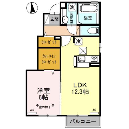 コートヤードF(1LDK/1階)の間取り写真