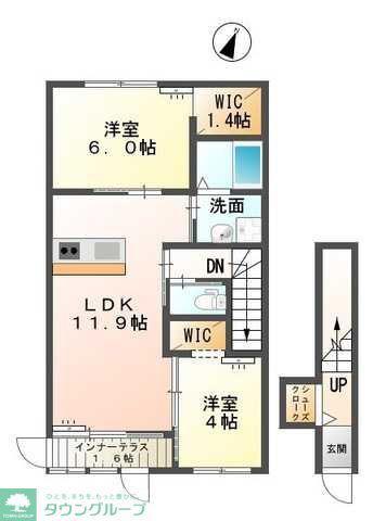 ウィステリアI(2LDK/2階)の間取り写真