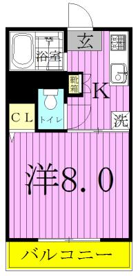 フォレストハイツ(1K/2階)の間取り写真