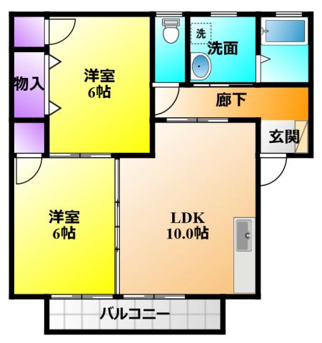 サンコーポBIG半田山(2DK/2階)の間取り写真