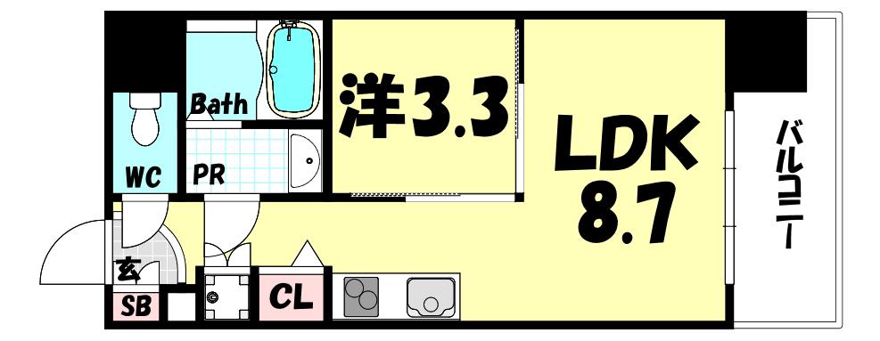 HMレジデンス(1LDK/3階)の間取り写真
