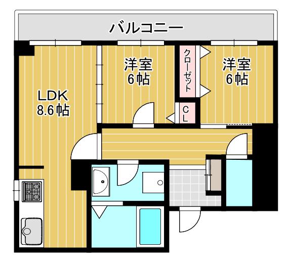 サングリーンヒルズ(2LDK/5階)の間取り写真