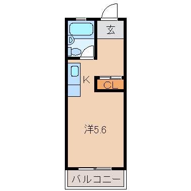 親愛NO3(1K/1階)の間取り写真