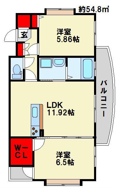 サンシャインII(2LDK/4階)の間取り写真