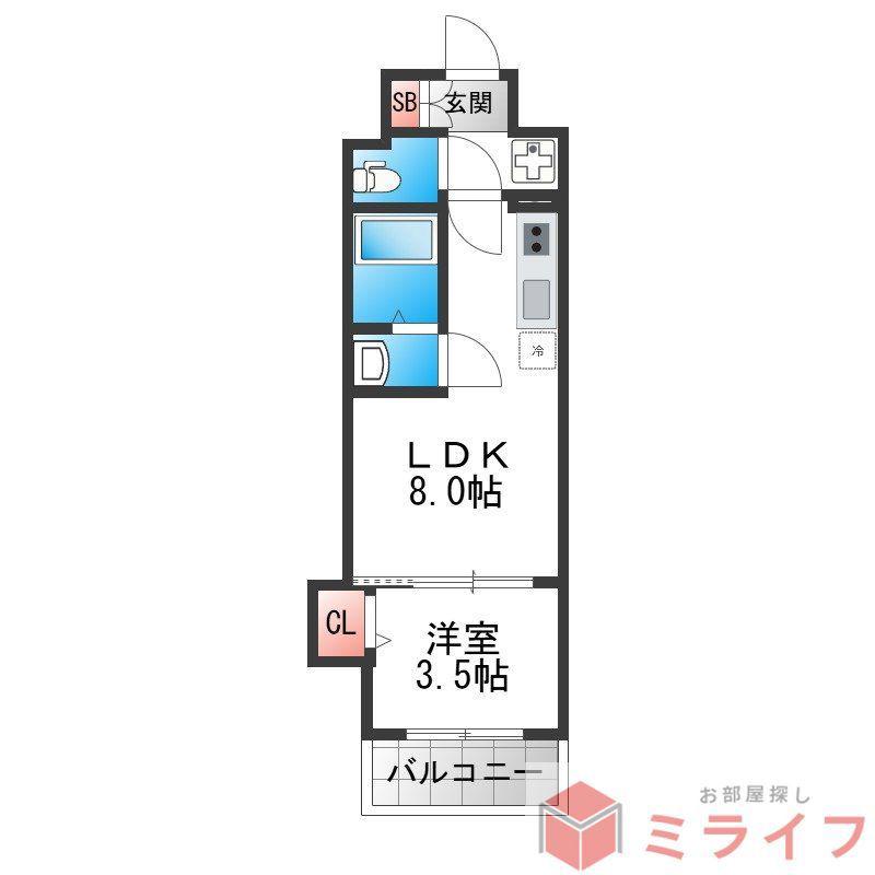 MV.MS大阪新加美(1LDK/8階)の間取り写真