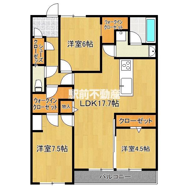 クインス ベル(3LDK/1階)の間取り写真