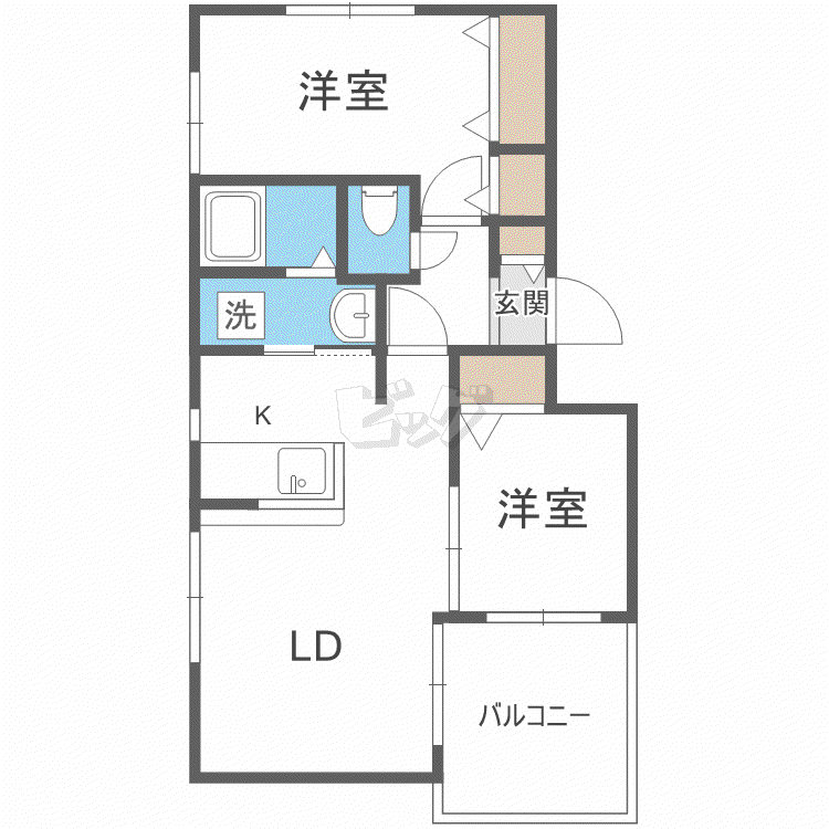 ブランシャール東札幌(2LDK/1階)の間取り写真