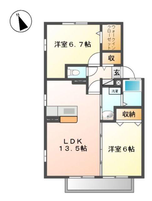 ルミエールTM(2LDK/1階)の間取り写真