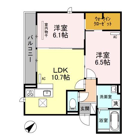 プルミエール大宮七里A(2LDK/1階)の間取り写真