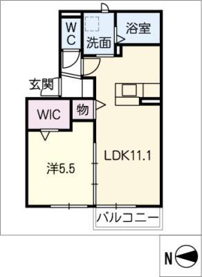 リュミエール引山(1LDK/1階)の間取り写真