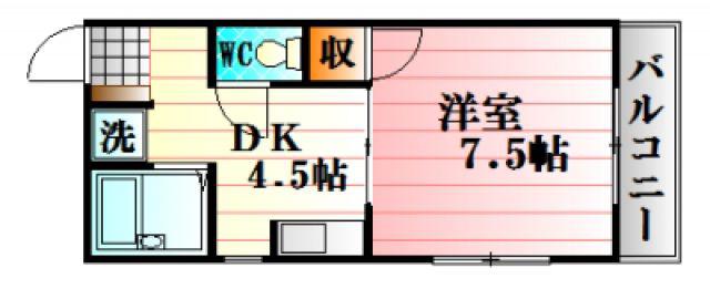 プロスパーヤマモト(1DK/3階)の間取り写真