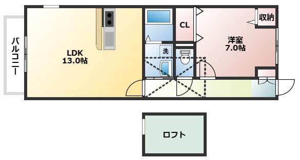 ヴィラージュ(1LDK/1階)の間取り写真