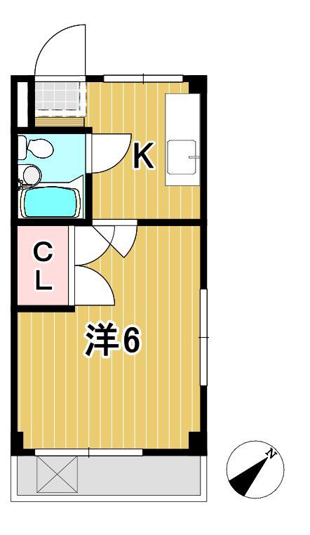 青葉ハイツ(1K/2階)の間取り写真