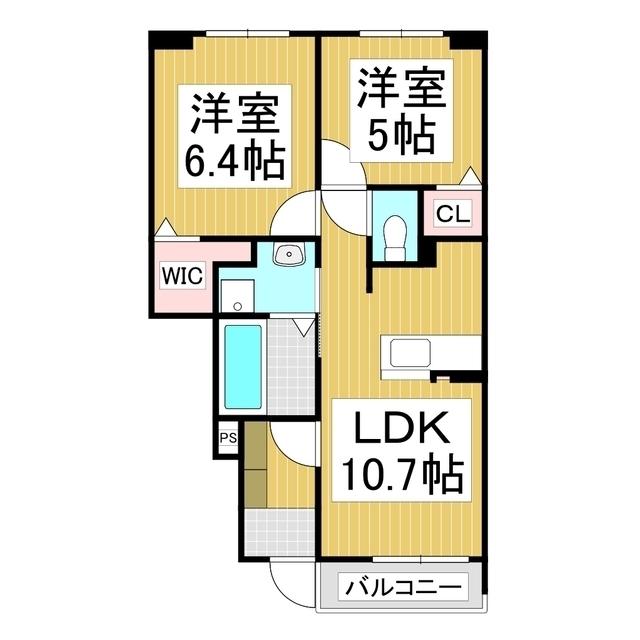 プラッツ・ルーエ(2LDK/1階)の間取り写真
