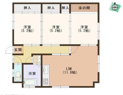 三幸マンション(3LDK/1階)の間取り写真