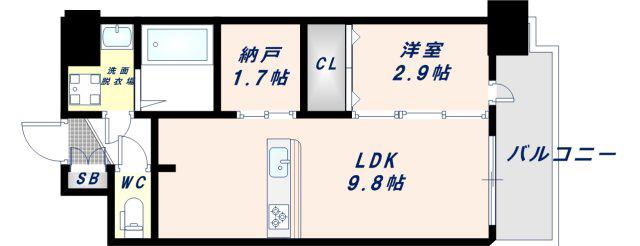 EST ONE HIGASHIOSAKAII(1SLDK/11階)の間取り写真
