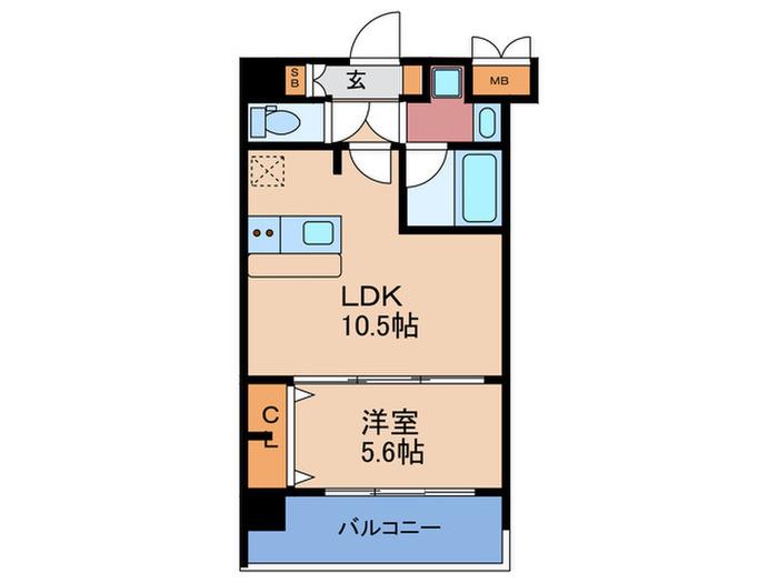 スプランディッド梅田北(1LDK/4階)の間取り写真