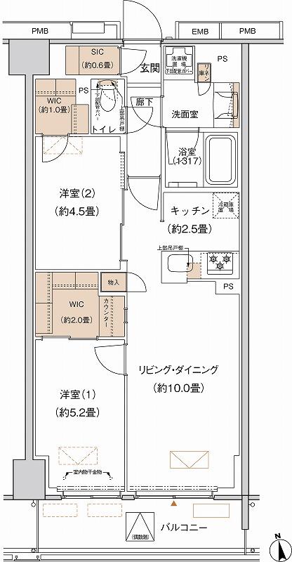 プライムネクサス大森北(2LDK/2階)の間取り写真