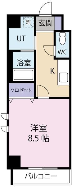 グランメールコート永田町(1K/6階)の間取り写真