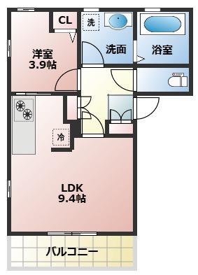 パーシモン霞(1LDK/2階)の間取り写真