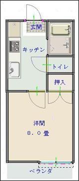 ノースビューI(1K/1階)の間取り写真