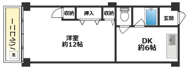 領家マンション(1DK/6階)の間取り写真
