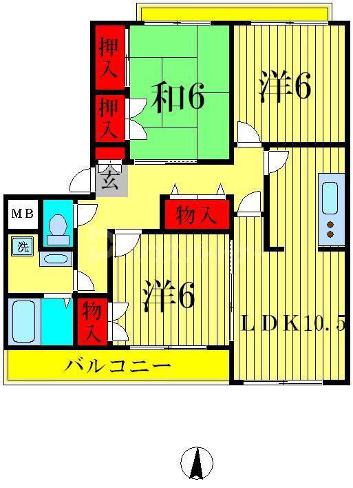 サンヴェール南流山(3LDK/4階)の間取り写真