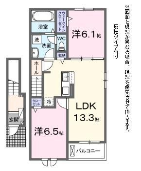 サニータウン横田Ⅰ(2LDK/2階)の間取り写真