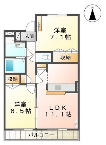 コンフォール・アイ・ディ・エー(2LDK/2階)の間取り写真