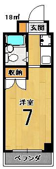 ヴェルドムール京都(1K/2階)の間取り写真