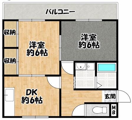 メゾンラフォーレ(2DK/1階)の間取り写真
