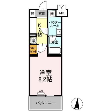 ファンディ平塚(1K/4階)の間取り写真