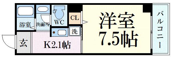 サンクール松屋町(1K/7階)の間取り写真
