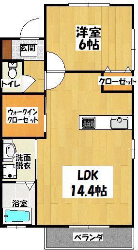 キャルムB(1LDK/1階)の間取り写真